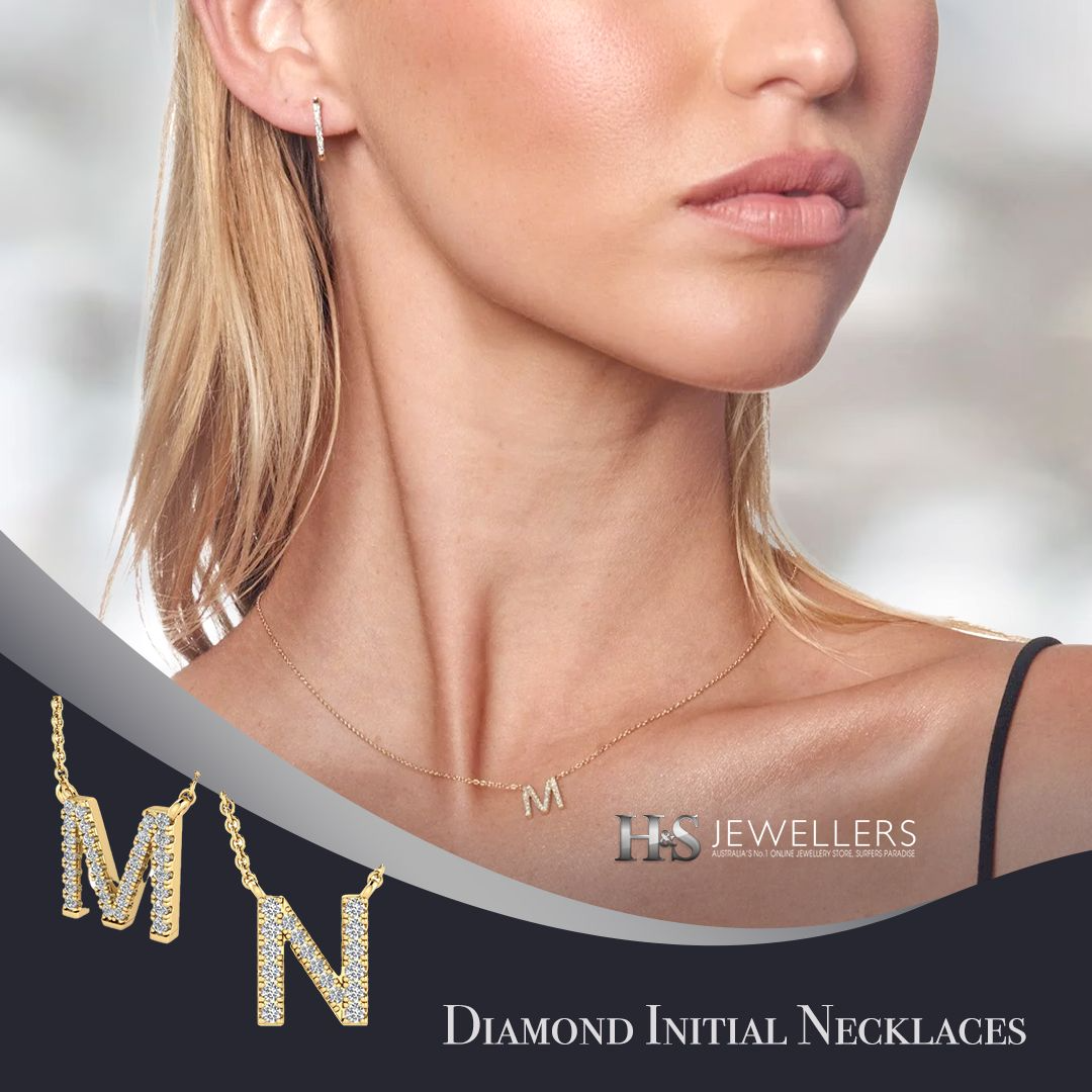 Diamond set initial Necklaces