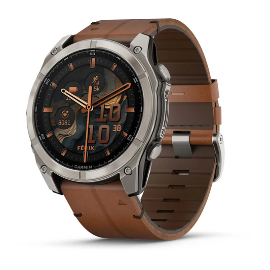 Garmin Fenix 8 – 51mm, AMOLED Sapphire, Leather 010-02905-41 Additional Silicone Strap Supplied